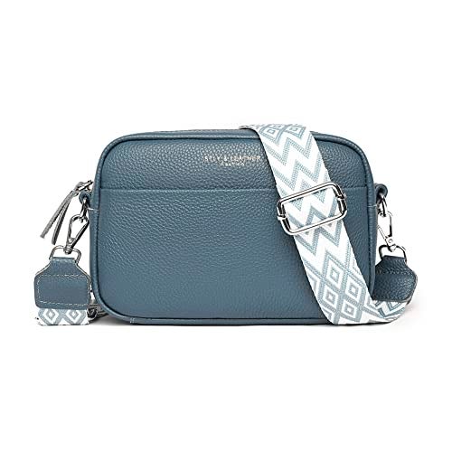 YFGBCX Crossbody Bag for Women Genuine Leather Wide Strap Shoulder Bag Purse Trendy Design Camera Crossbody Purse Top Zip - Image 1