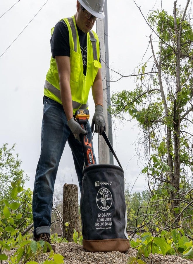 Klein Tools 5104FR Canvas Bucket, Flame-Resistant Tool Bucket Made of No. 4 Canvas, with Double-Reinforced Bottom, 100-Pound Load Rated - Image 3