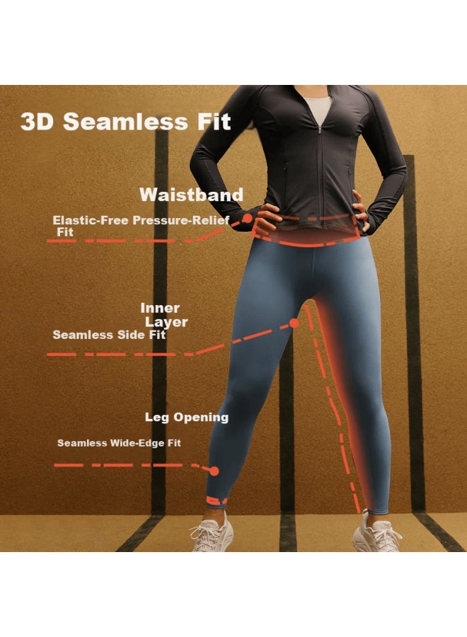 Vfu Pants Running Yoga Pants Women High Waist Fit Fitness 9/10 Length High Elastic Training Pants Quick Dry Misty Blue L