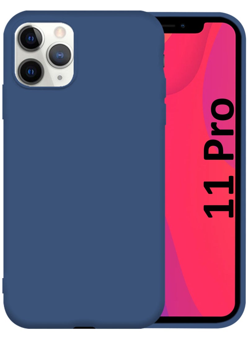 CATANES Soft Silky Silicone Case Cover for Apple iPhone 11 Pro - Full Body Protection - Midnight Blue - Image 1