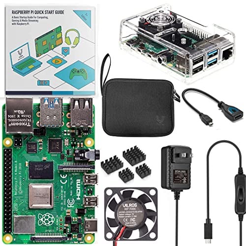 Vilros Basic Starter Kit for Raspberry Pi 4 with Fan Cooled ABS Case Includes Raspberry Pi 4 Board and 7 Accessories (8GB, Clear Transparent Case) - Image 1
