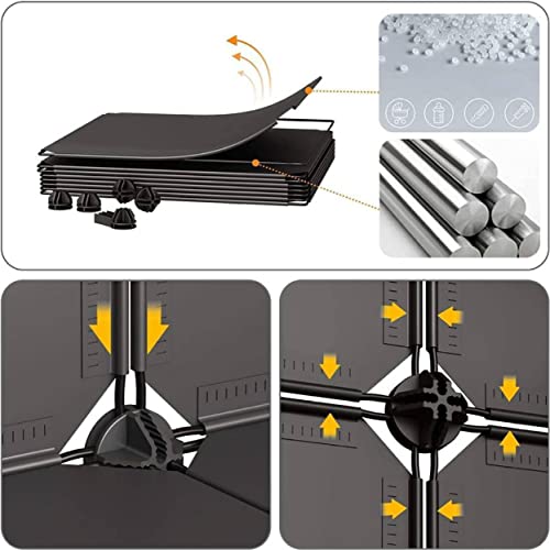 Zemic Baby Multipurpose Plastic Soft Sheet Wardrobe Storage Rack Closet Organizer For Clothes Kids Living Room Bedroom Small Accessories - 10 Shelves; Black; Pack Of 1 - Image 3