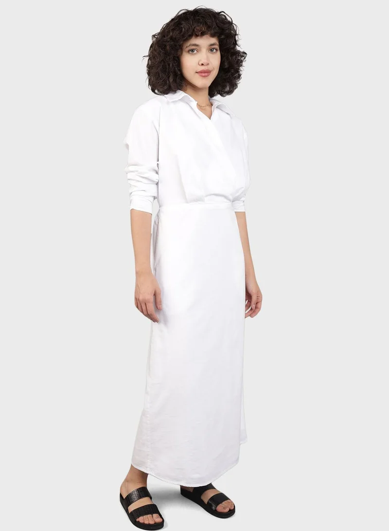 American Eagle White Shirred Maxi Dress