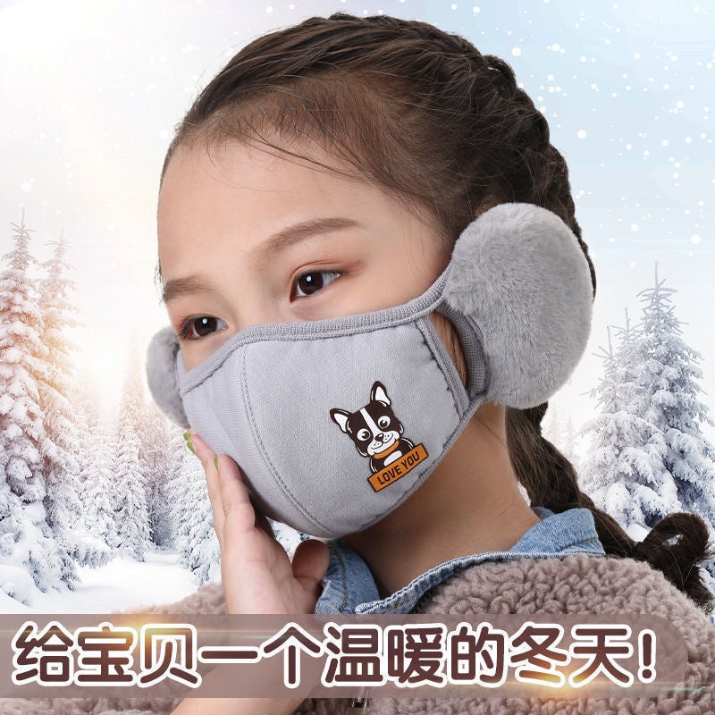 Winter Warm Children'S Mask Children'S Cute Student 3D Cold-Proof Windproof Ear Protection Thickened Universal Mask For Boys And Girls - Image 3