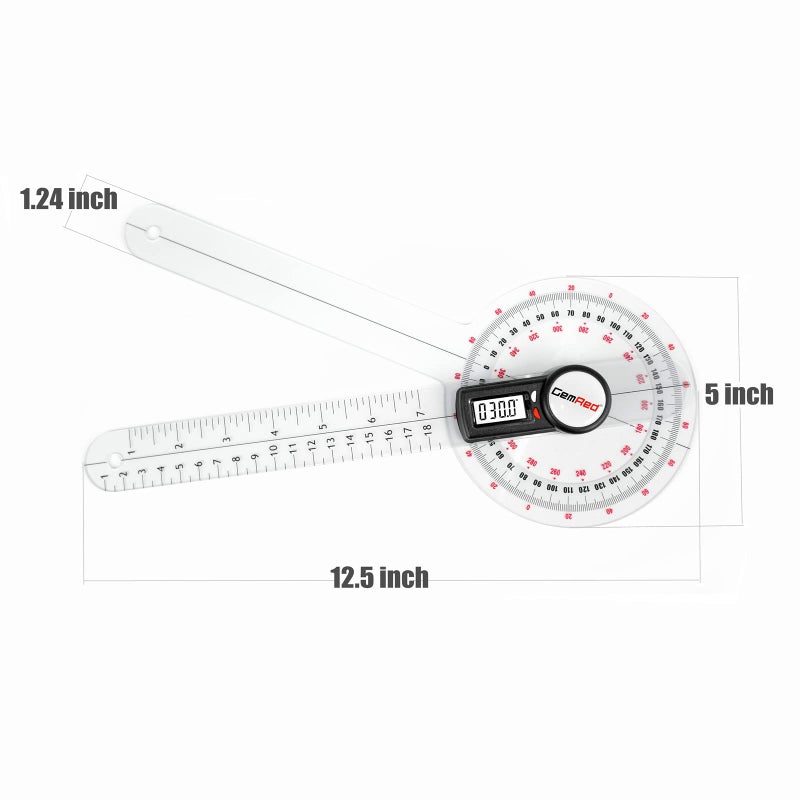 GemRed 12" Digital Goniometer for Joint Range of Motion ROM Measurement(GR311 New Version) - Image 5