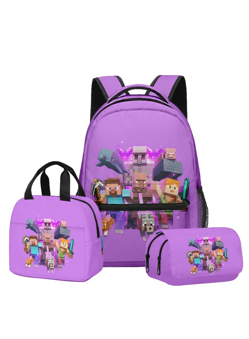ماين كرافت حقيبة الظهر Minecraft للأطفال والفتيان - حقيبة الظهر مقاومة للماء لمدرسة الألعاب