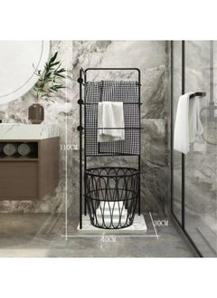 LIMOS Towel Rack with Basket for Dirty Clothes 3 Tier standing Blanket Rack for Bathroom and Bedroom  - Image 2
