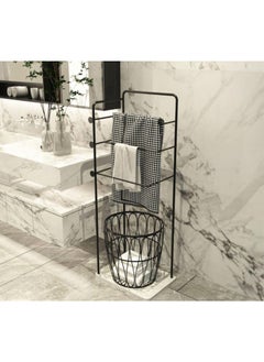 LIMOS Towel Rack with Basket for Dirty Clothes 3 Tier standing Blanket Rack for Bathroom and Bedroom  - Image 3
