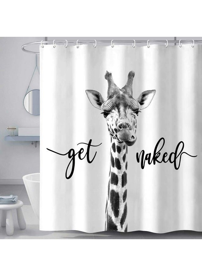 Hajmsug Funny Giraffe Get Naked Shower Curtain for Bathroom, Cute Animal Wildlife Safari Decor Bathtub Fabric Curtain, Waterproof Polyester Shower Curtain Sets with Hooks, 69 x 70 - Image 2