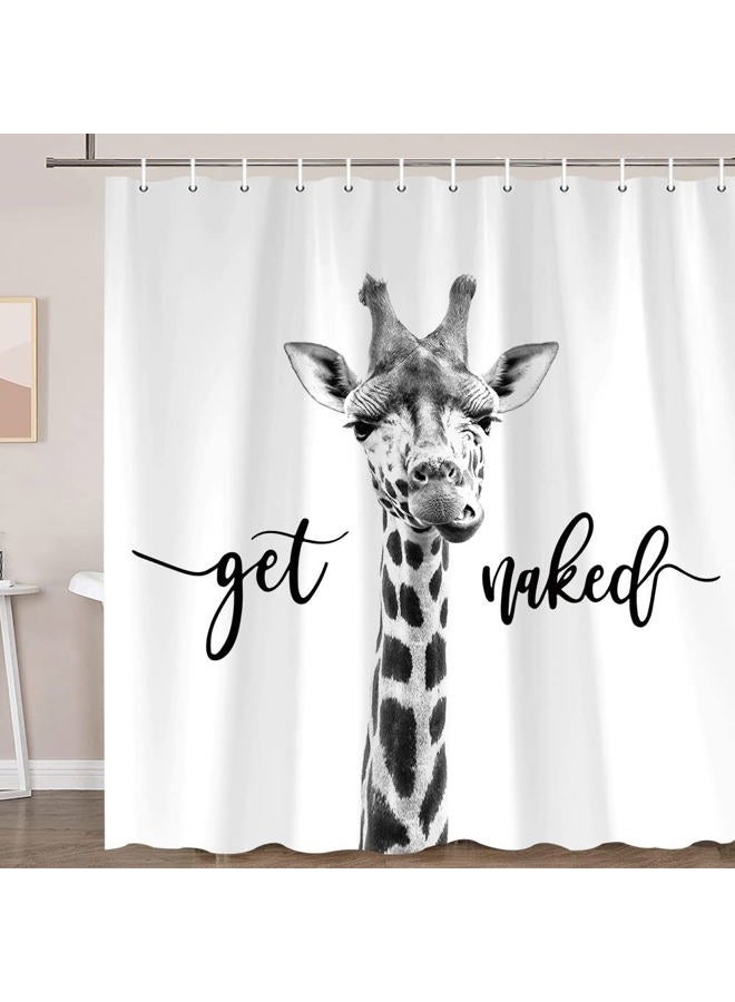Hajmsug Funny Giraffe Get Naked Shower Curtain for Bathroom, Cute Animal Wildlife Safari Decor Bathtub Fabric Curtain, Waterproof Polyester Shower Curtain Sets with Hooks, 69 x 70 - Image 3