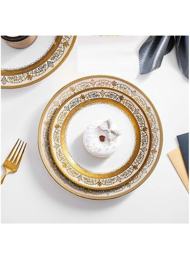 هالامودو طقم أطباق عشاء سيراميك مسطح مكون من قطعتين، أدوات عشاء ريفية عصرية، أطباق تقديم من البورسلين، آمنة للاستخدام في الميكروويف والفرن وغسالة الأطباق، مقاس 10 بوصات - Image 4