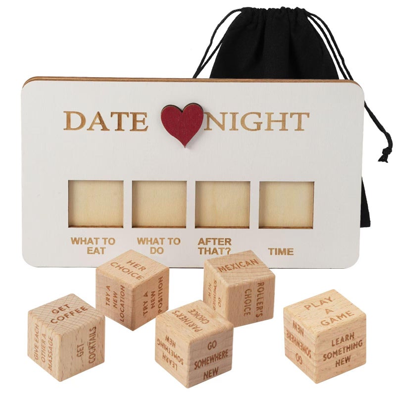 Zelbuck Date Night DiceWooden Dating Fun Love Food Decision Dice Date IdeasGifts for BoyfriendGirlfriend - Image 2