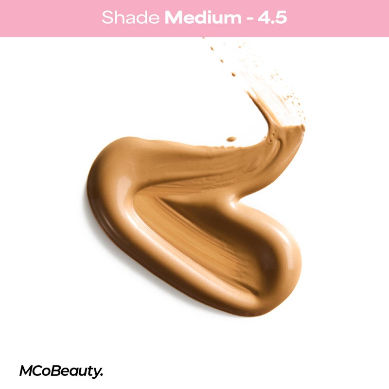 MCoBeauty Flawless Glow Luminous Skin Filter 4.5 Medium - 4-in-1 Liquid Foundation Primer Highlighter Makeup - Dewy Radiant Skin Tint with Squalane for Face - Buildable Glow Complexion Booster - 1 Fl - Image 5
