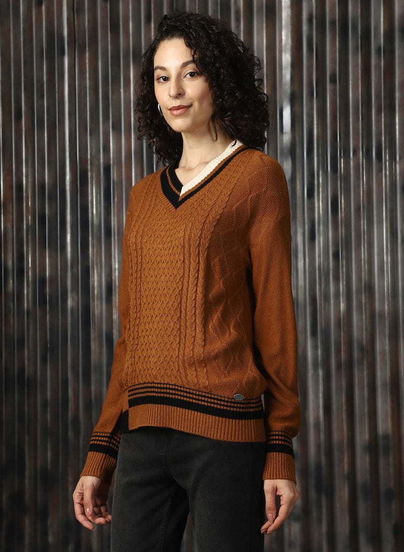 HIGH STAR Women's Multicoloured 100% Acrylic Solid Regular Fit Sweater - Image 2