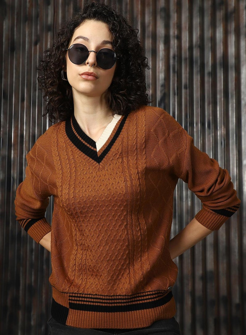 HIGH STAR Women's Multicoloured 100% Acrylic Solid Regular Fit Sweater - Image 1