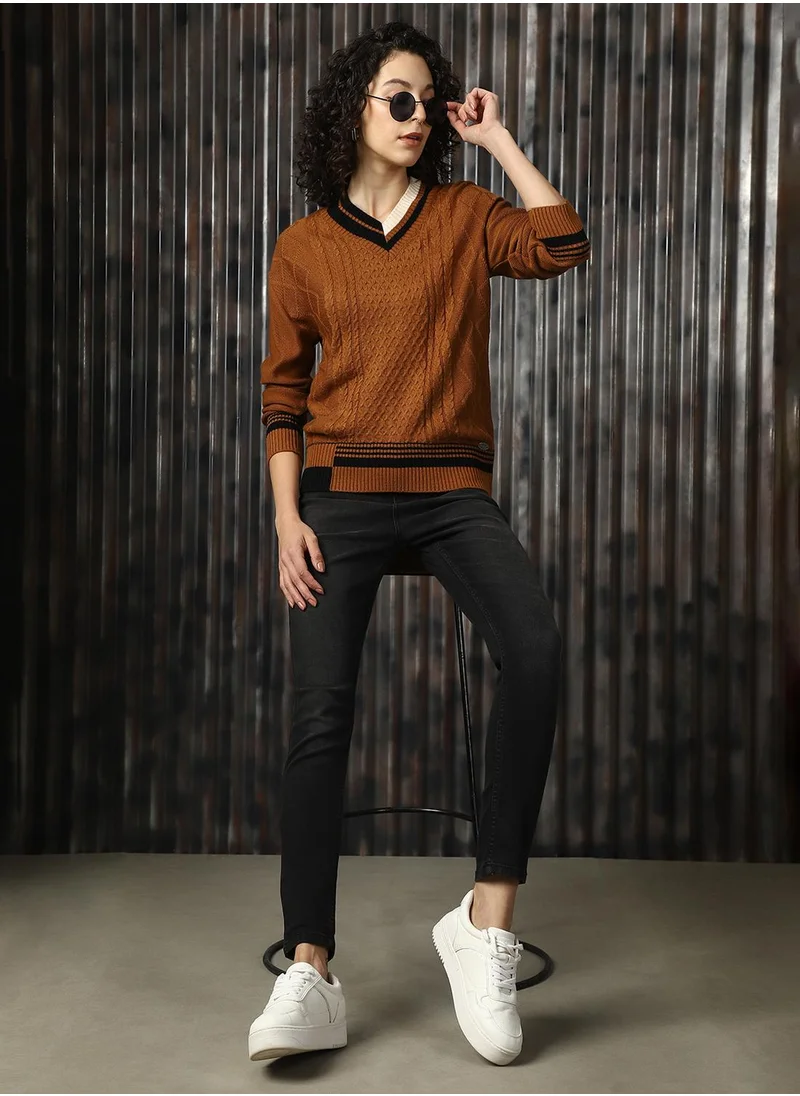 HIGH STAR Women's Multicoloured 100% Acrylic Solid Regular Fit Sweater
