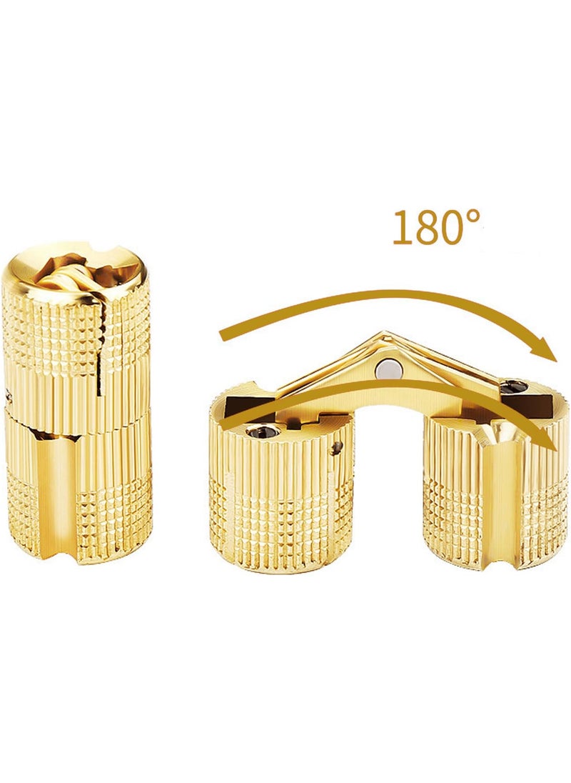 Dophee dophee 4Pcs Brass Barrel Hinge 180 Degree Hidden Invisible Concealed Hinges for DIY Jewelry Box Gift Box Cabinets Handcraft 12mm  - Image 4