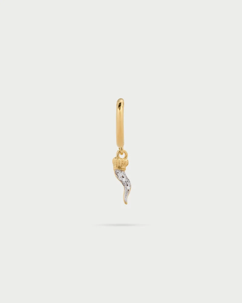 Rue Des Mill Single earring mini hoop Horn - Yellow gold