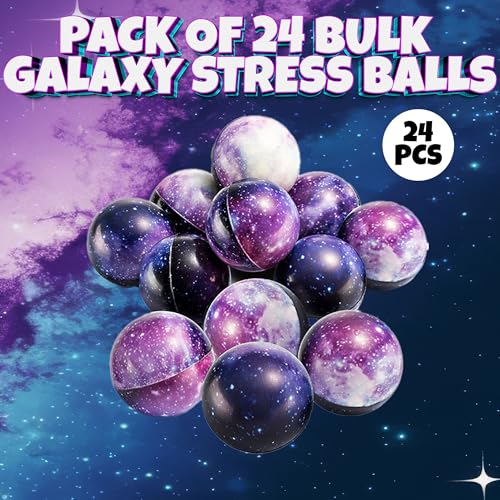Bedwina Galaxy Stress Balls for Kids - Pack of 24 Bulk - Squeeze Anxiety Fidget Sensory Balls for Children with Outer Space Theme, Toys for Party Favors and Birthday Party Supplies - Image 4