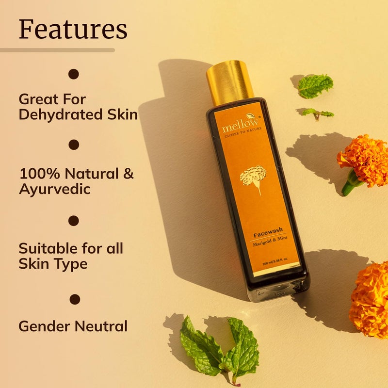 MELLOW Mellow Herbals Marigold  Mint Facewash  Ayurvedic Face Cleanser for Clear  Glowing Skin  Enriched with Aloe Vera Honey  Mint for Hydration  Oil Control  SulphateFree ParabenFree  Ayush Certified  200ml - Image 4
