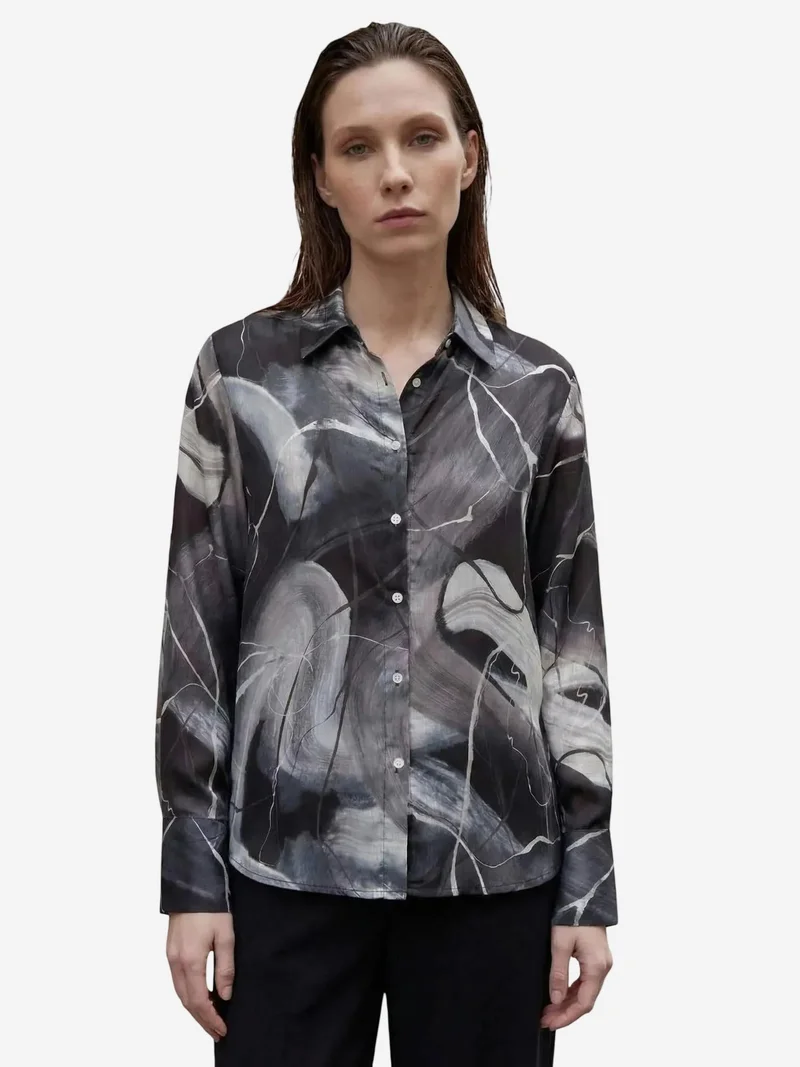 My Fashion Black MY FASHION Abstract Print Button-Up Shirt for Women | Best Price UAE