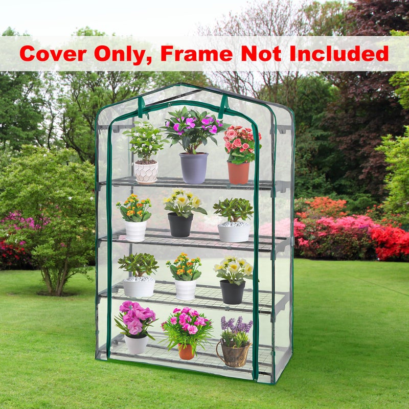 DECOHS Extra Wide 4 Tier Greenhouse Replacement Cover- 63 x 40 x 19 Inch Clear PVC Plant Gardening Greenhouse Cover with Roll-Up Zipper Door for Gardening Plants Flowers (Frame Not Include) - Image 5