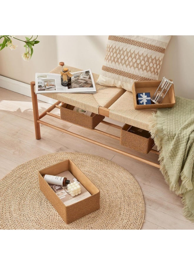 فيلورا ورلد طقم من 4 سلال تخزين من الخوص، سلال تخزين بحبال ورقية لتنظيم الحاويات على الرفوف والخزائن والأدراج، سلة صغيرة منسوجة - Image 5