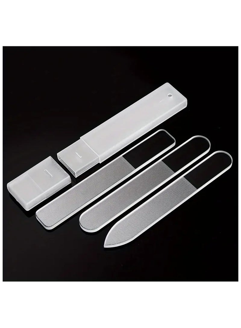 3pcs Glass Nail Files for Natural Nails (Buffing) with case, Nano Crystal Nail Filer Professional Washable Reusable for Nail Art, Manicure Tools Kit for Acrylic Nail Care, Gift for Women and Girls - Image 1