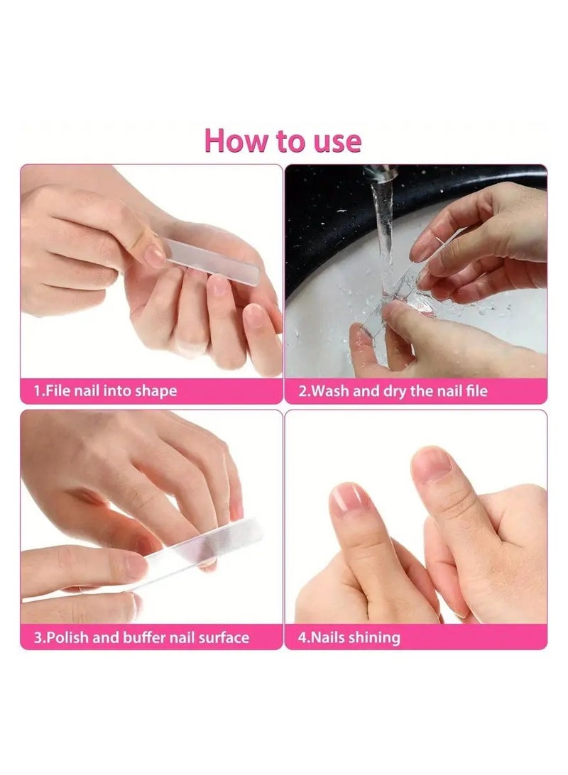3pcs Glass Nail Files for Natural Nails (Buffing) with case, Nano Crystal Nail Filer Professional Washable Reusable for Nail Art, Manicure Tools Kit for Acrylic Nail Care, Gift for Women and Girls - Image 2