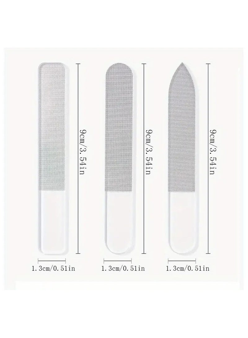 3pcs Glass Nail Files for Natural Nails (Buffing) with case, Nano Crystal Nail Filer Professional Washable Reusable for Nail Art, Manicure Tools Kit for Acrylic Nail Care, Gift for Women and Girls - Image 3