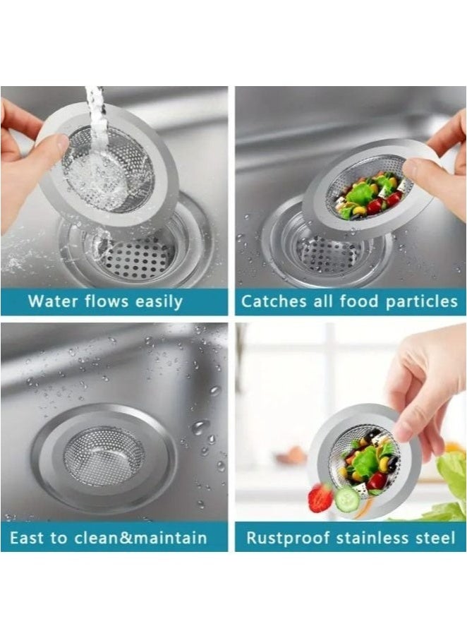 2Pcs Kitchen Sink Strainer Stainless Steel Hair Catcher Strainer Basket for Kitchen Sink Bathroom Tub Wash Basin Balcony Drain Hole 7.2cm 9 cm - Image 4