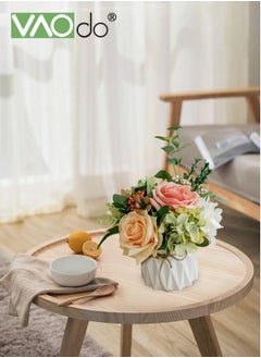 VAOdo Mini Artificial Hydrangea Bouquet with Small Ceramic Vase Variety Flower Balls Flowers Decoration for Table Home Party Office and Wedding  - Image 5
