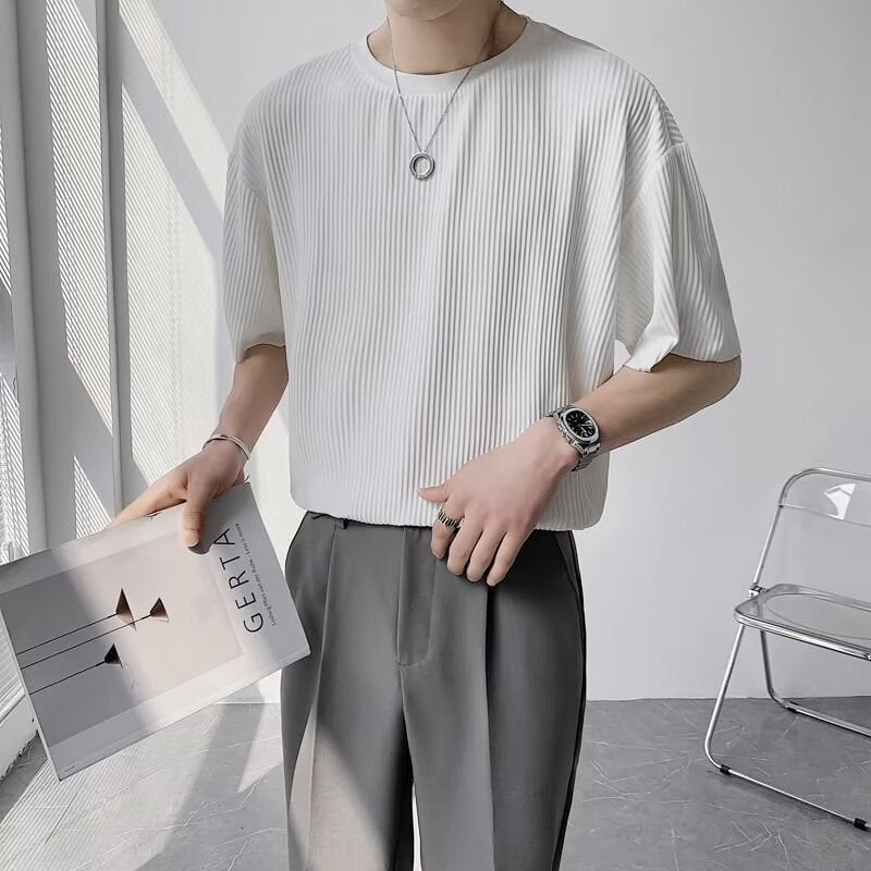 New Short-Sleeved T-Shirt Men'S Summer Korean-Style Trendy Simple Half-Sleeved Top Hong Kong-Style Loose Casual Trendy Brand T-Shirt - Image 4