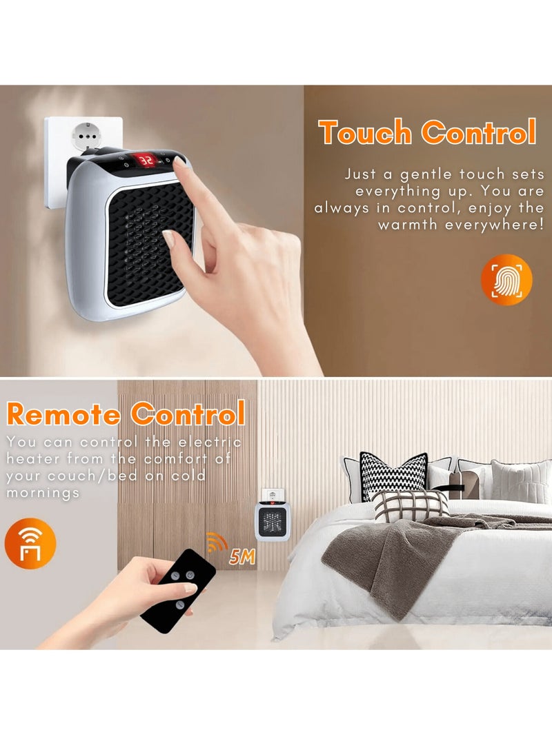 Wall Mounted Portable Heater,with remote,800W PTC ceramic Technology Rapid Heating,Touch control,Oerheart protection,Vo Flame resistance Material (Blue)