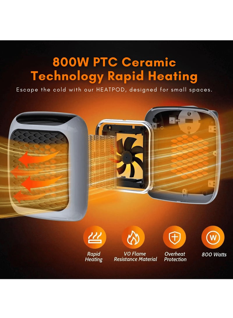 Wall Mounted Portable Heater,with remote,800W PTC ceramic Technology Rapid Heating,Touch control,Oerheart protection,Vo Flame resistance Material (Blue)