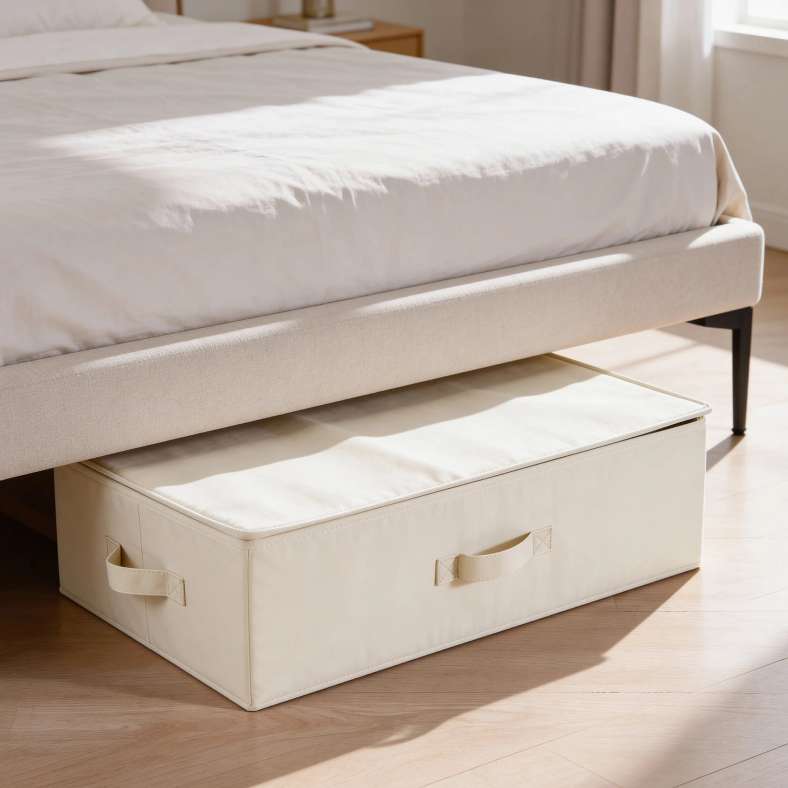 Pan Home Aria Fabric Storage Box with Lid 61.6x38.1x16.5 - Cream - 262MTV9900059 - Image 1