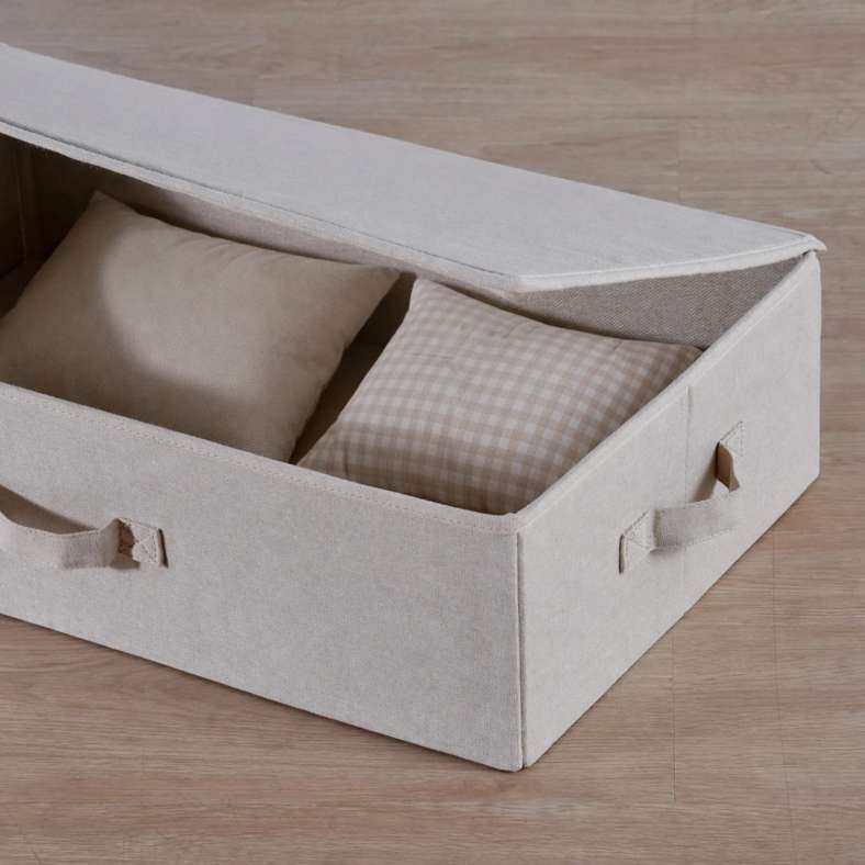 Pan Home Aria Fabric Storage Box with Lid 61.6x38.1x16.5 - Cream - 262MTV9900059 - Image 2