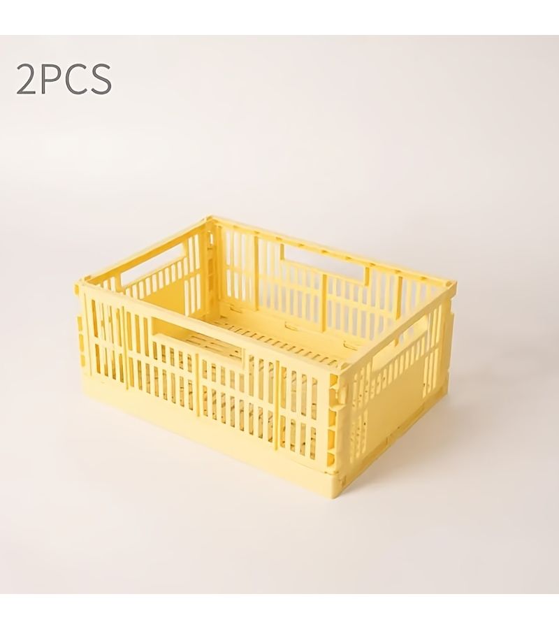 Basket Purple 2 Pack Multifunctional Foldable Stackable Desktop Collapsible Storage Box Openset - Image 5