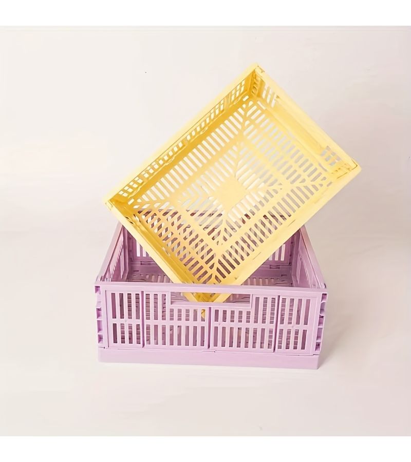 Basket Purple 2 Pack Multifunctional Foldable Stackable Desktop Collapsible Storage Box Openset - Image 2