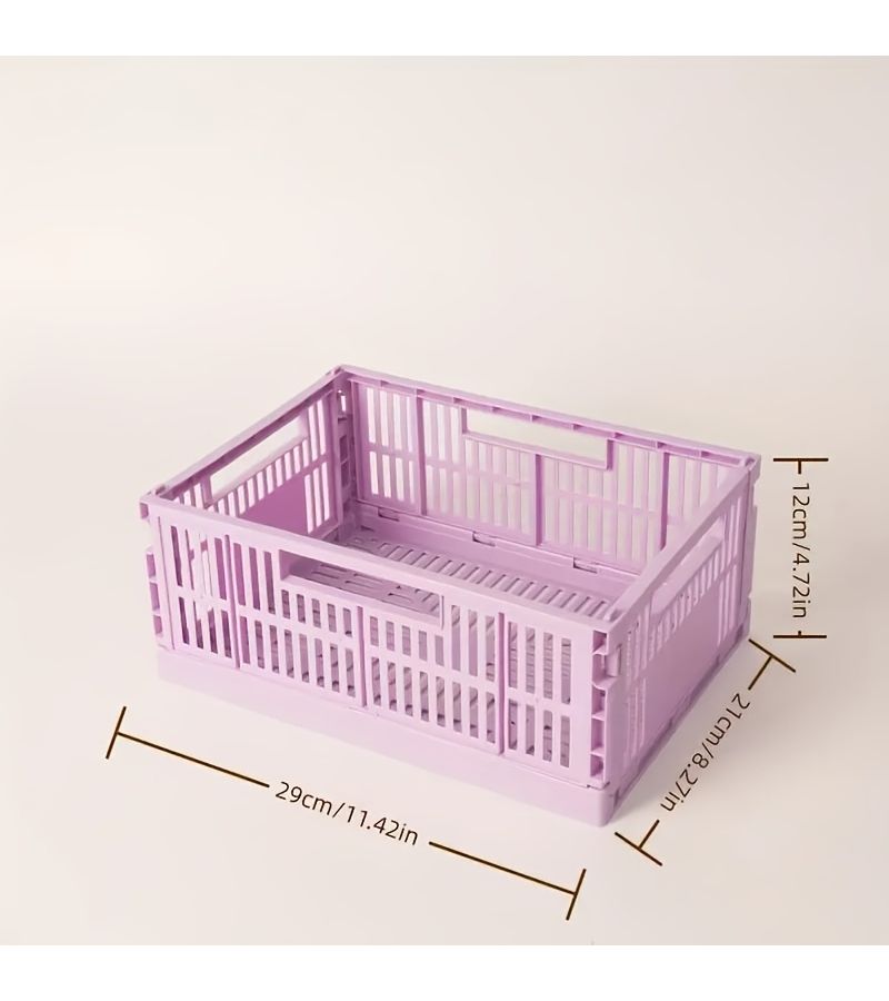 Basket Purple 2 Pack Multifunctional Foldable Stackable Desktop Collapsible Storage Box Openset - Image 4