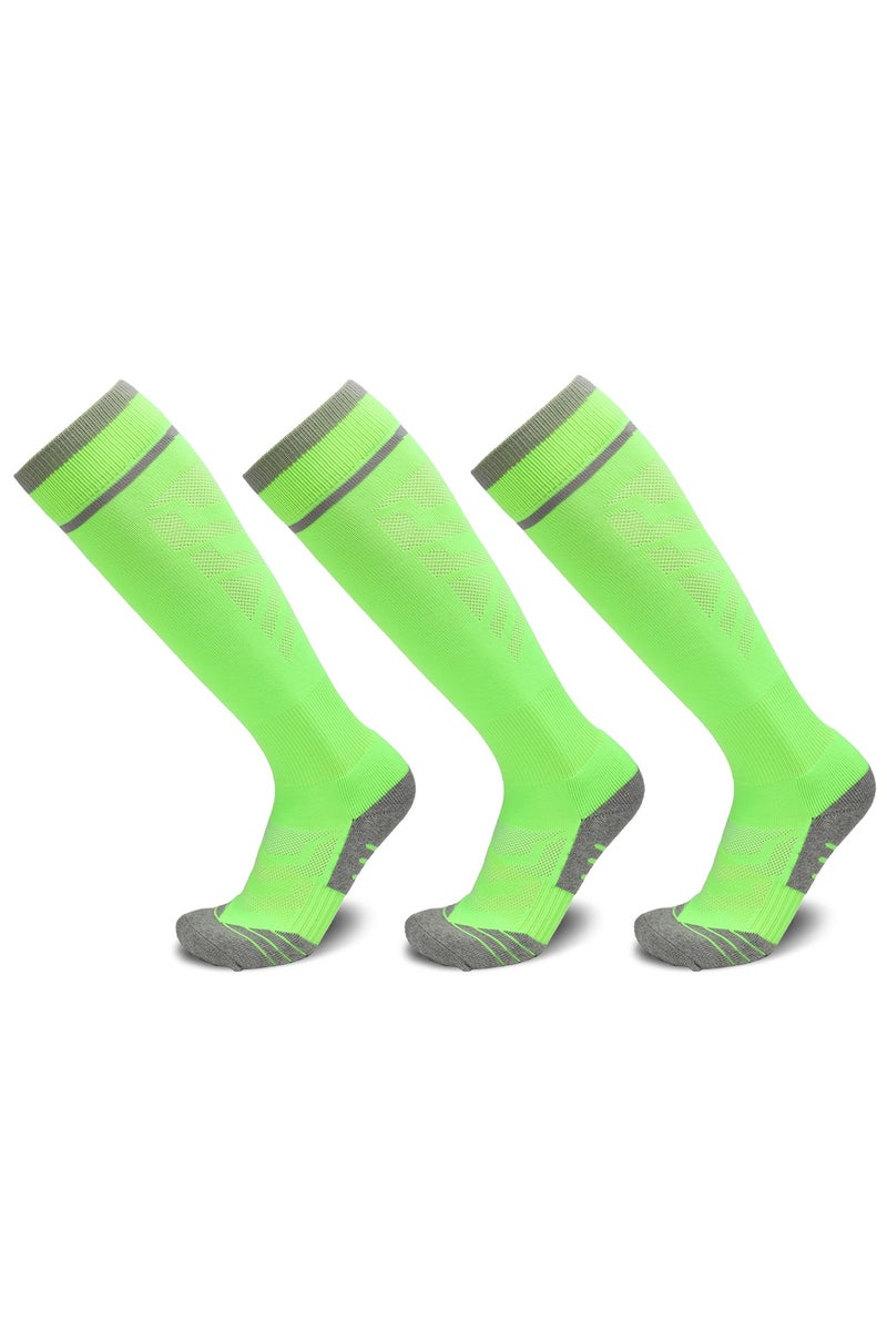 SKY WING Men And Women Knee High Football Socks Team Sport Cushion Athletic Soccer Socks for Unisex Adult-Green-3 Pair - Image 1