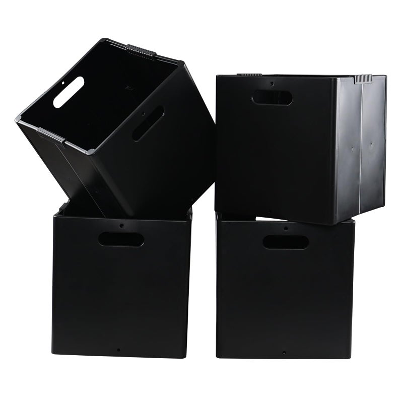 Wekioger 4Pack Plastic Foldable Cube Storage Bins Collapsible Storage Cubes Bin Organizer Black - Image 2