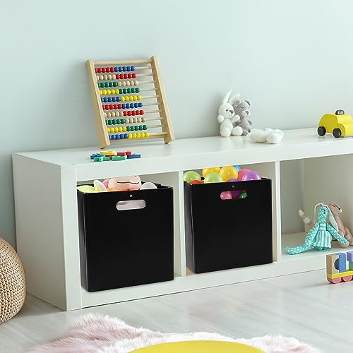 Wekioger 4Pack Plastic Foldable Cube Storage Bins Collapsible Storage Cubes Bin Organizer Black - Image 3