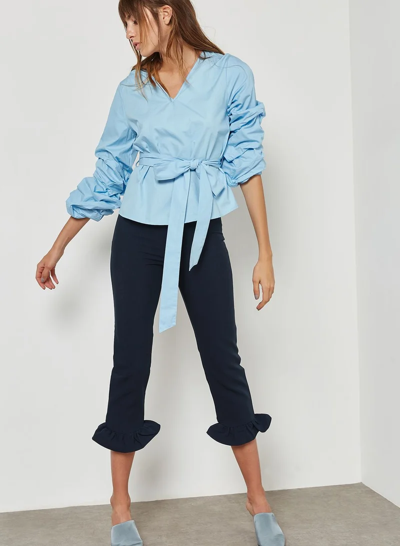 Ginger Puffed Sleeve Self Tie Top