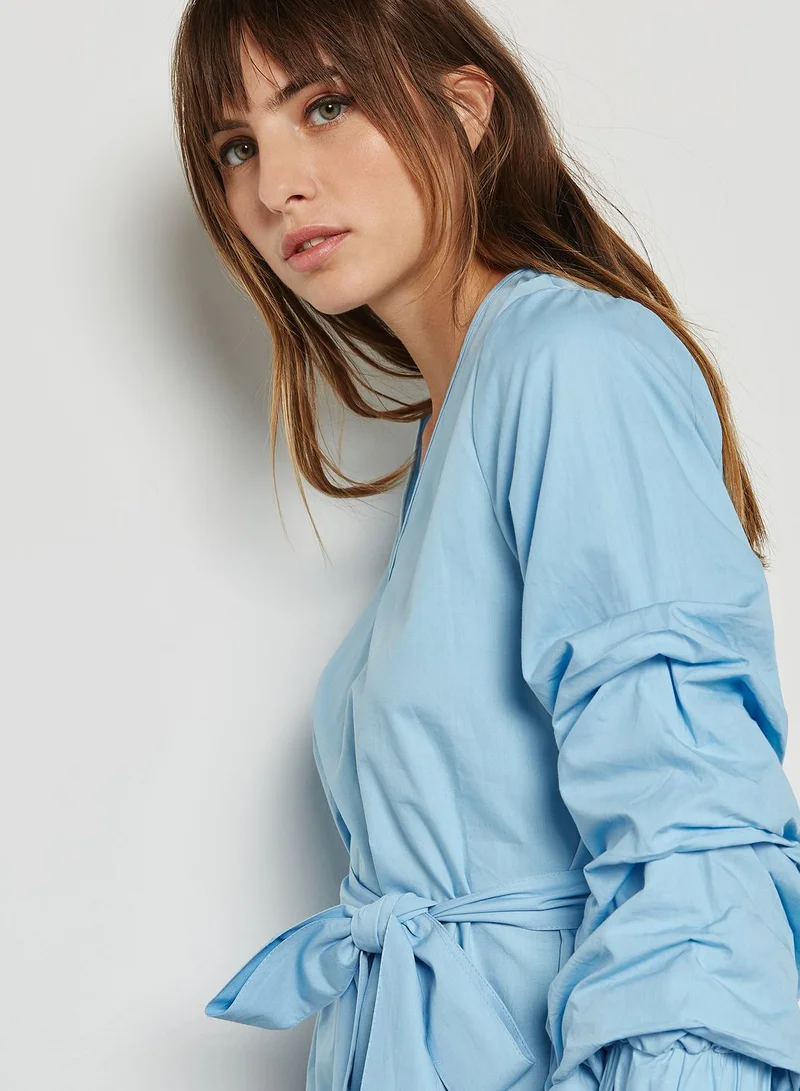 Ginger Puffed Sleeve Self Tie Top