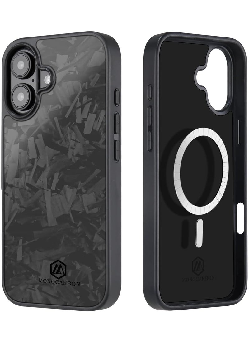 MONOCARBON Real Forged Carbon Fiber iPhone 16 Case Cover MagSafe Compatible Military Grade Scratch Resistant - Matte Black  - Image 1