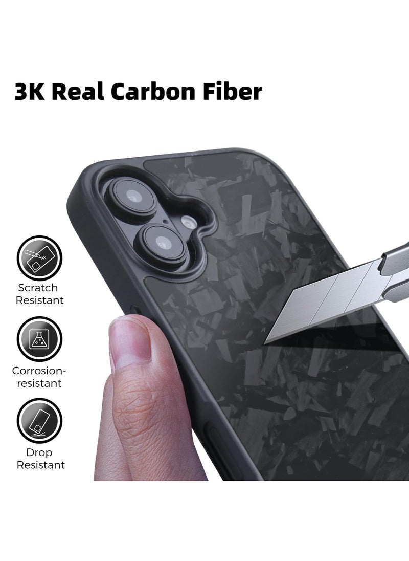 MONOCARBON Real Forged Carbon Fiber iPhone 16 Case Cover MagSafe Compatible Military Grade Scratch Resistant - Matte Black  - Image 5