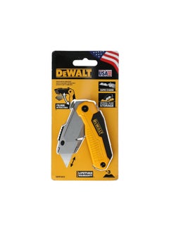 Folding Retractable Utility Knife with Blades Yellow and Black 17.7 x 2.8 x 8.9 cm DWHT 10035