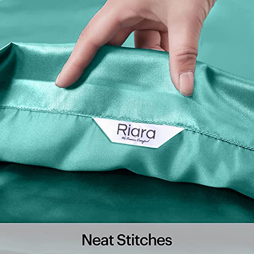 Riara Satin Silk Pillowcase Pillow Case Covers with Envelop Closure for Hair and Skin Home Bed Decor Set of 2 Pillowcase Free 3 Pc Scrunchie (Lumbar Size (16"x24"), Teal) - Image 5