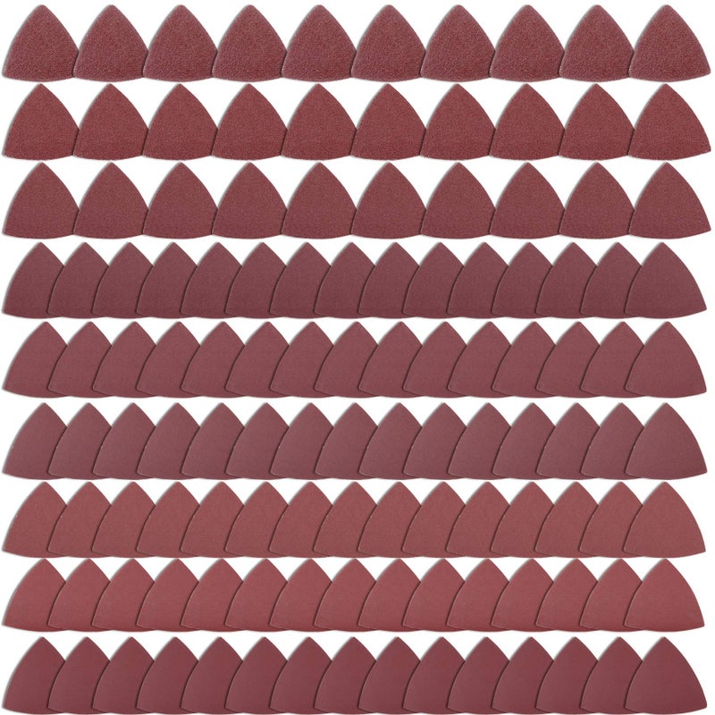 AUSTOR 120 Pieces Triangular Sandpaper Triangle Sanding Sheets Fit 318 Inch Oscillating Multi Tool Sanding Pad Hook and Loop Assorted 406080120150180240320400 Grits No Holes